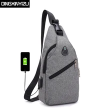 DINGXINYIZU Мужская нагрудная сумка, зарядка через usb, сумки на плечо, мужские сумки через плечо, высокое качество, дорожная сумка-мессенджер, мужские сумки