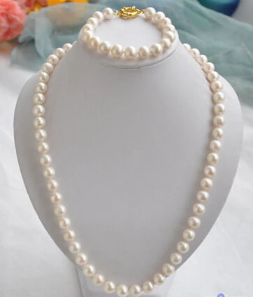 

Miss charm Jew.253 10-11mm white round freshwater pearl necklace bracelet