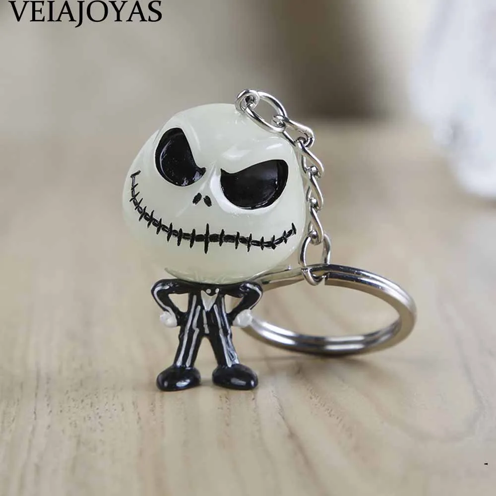 

4 styles The Nightmare Before 3D Christmas Jack Skellington Keychain Noctilucent Resin Keyring Funny Jack Face Alloy key chains