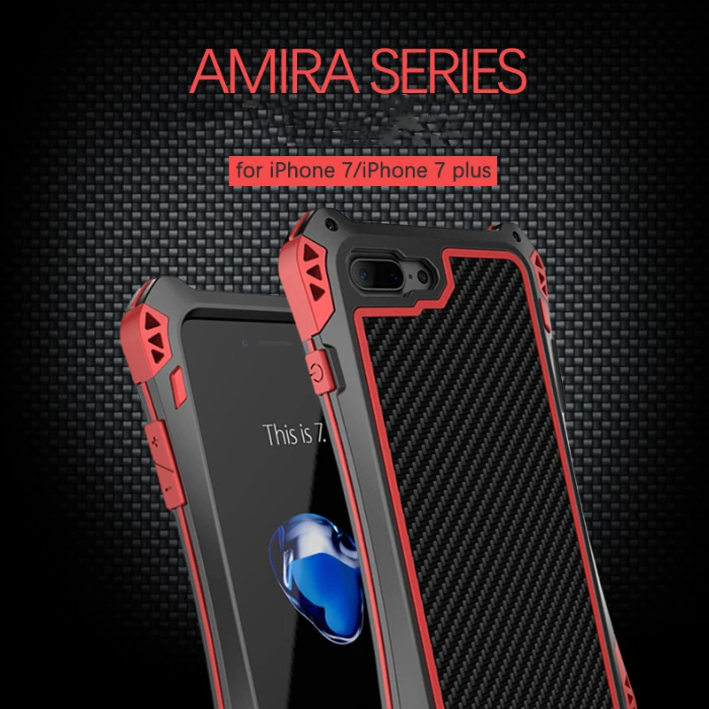100% New AMIRA R-JUST Shockproof Carbon Fiber Aluminum Cover Case For iPhone X 8 8 Plus 7/7 Plus Samsung Galaxy S8 S8+