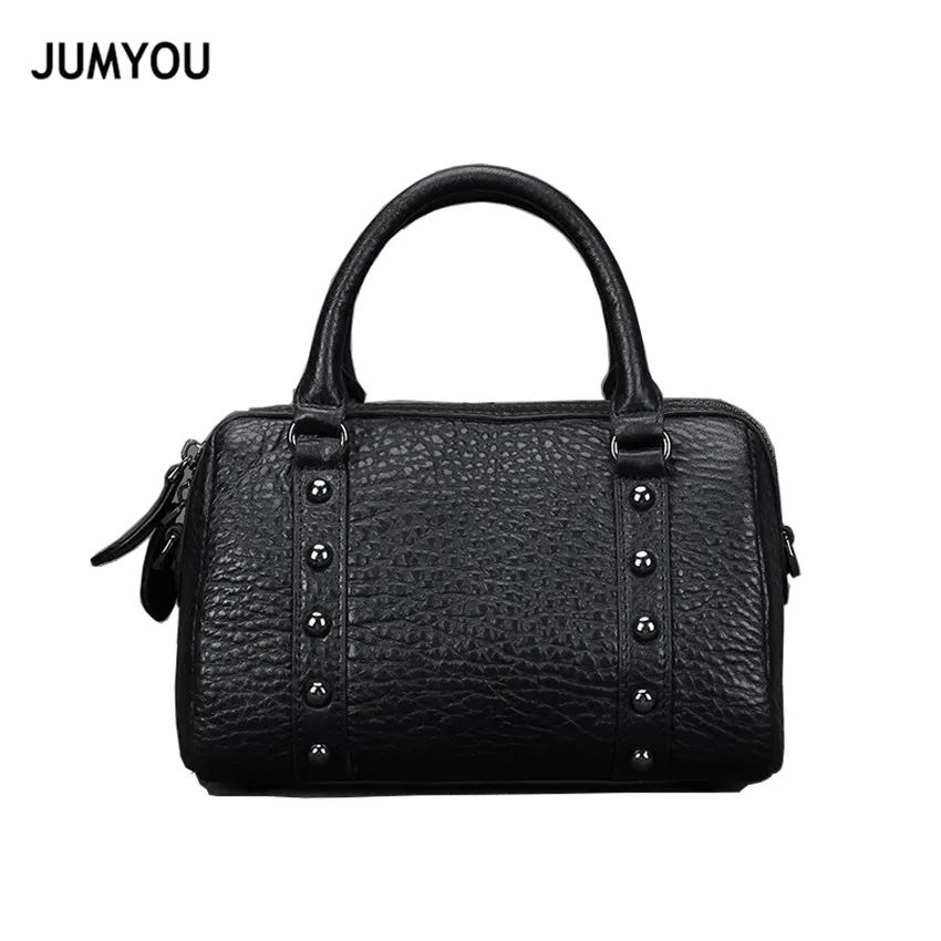 Messenger Bag Women Genuine Leather Vintage Boston Black Cow Leather Shoulder Bag Womens Female Real Leather Crossbody Bag Lady