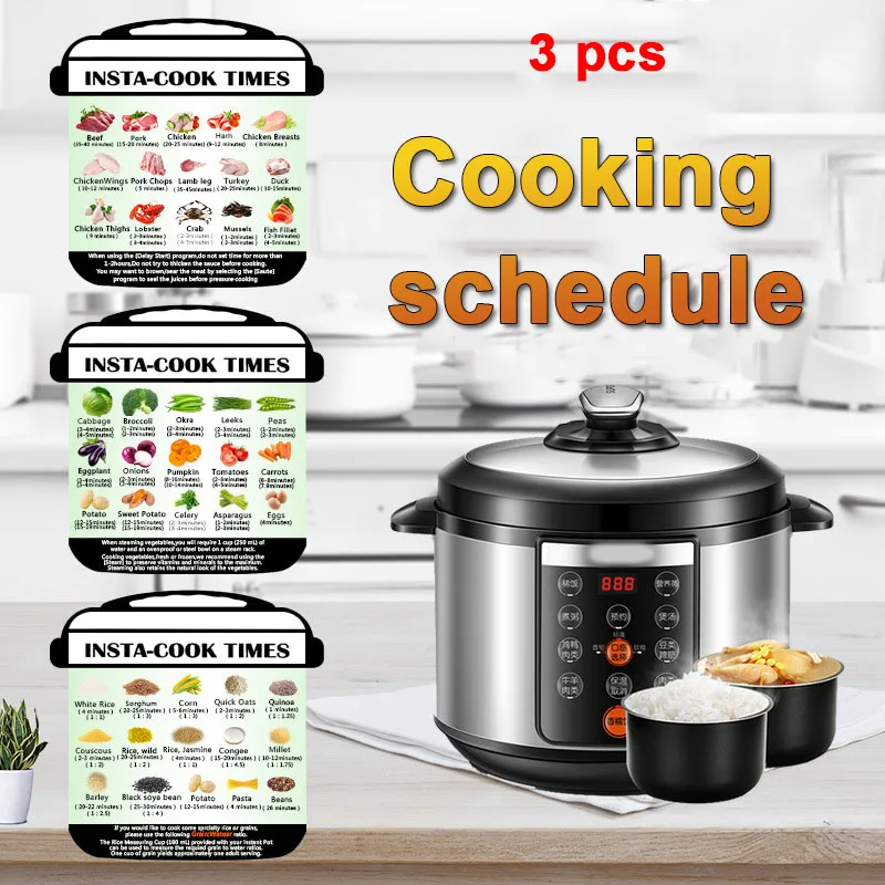 

Newly 3Pcs Magnetic Cooking Schedule Cheat Sheet Food Cooking For Instant Pot