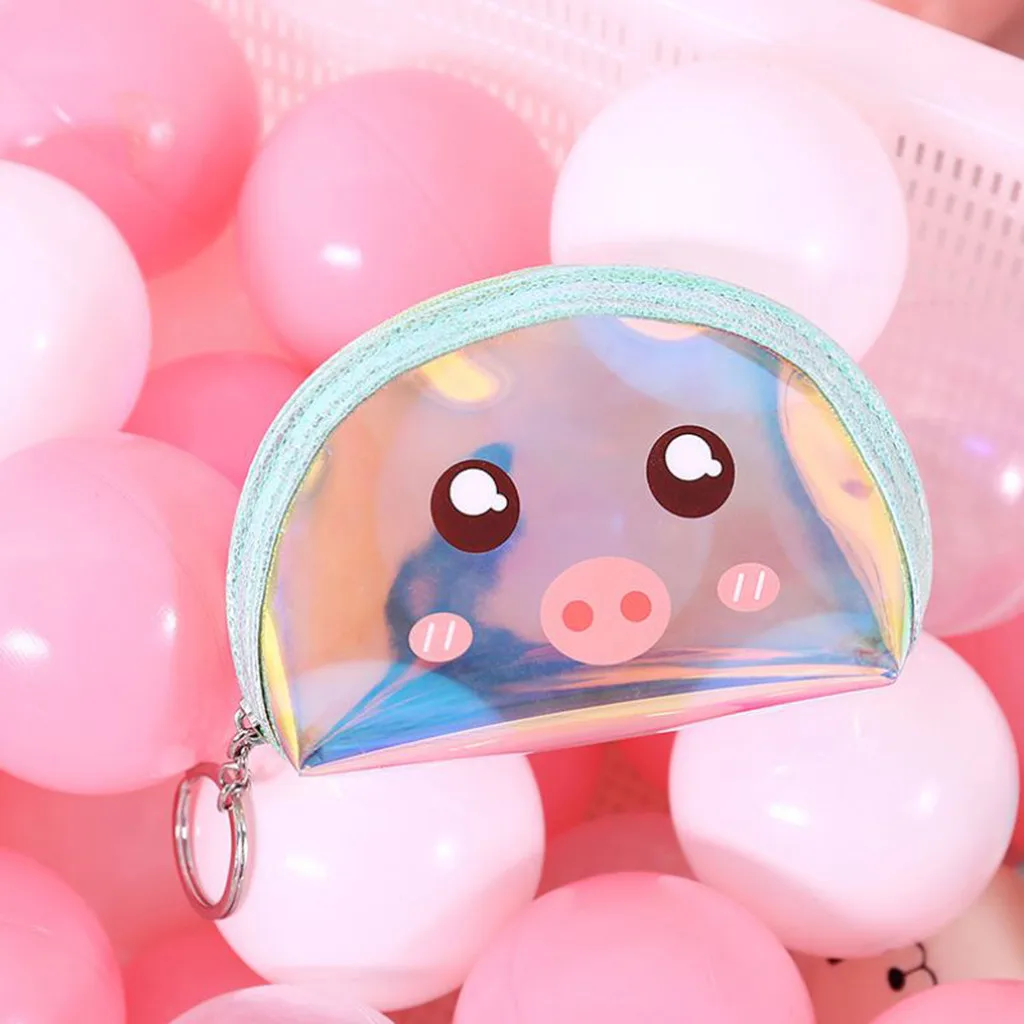 

Women Mini Squre Transparent Purse Chic Laser PVC Clear Buckle Wallet Korean Style Girls Cute Colorful Coin Pouch Key Pocket