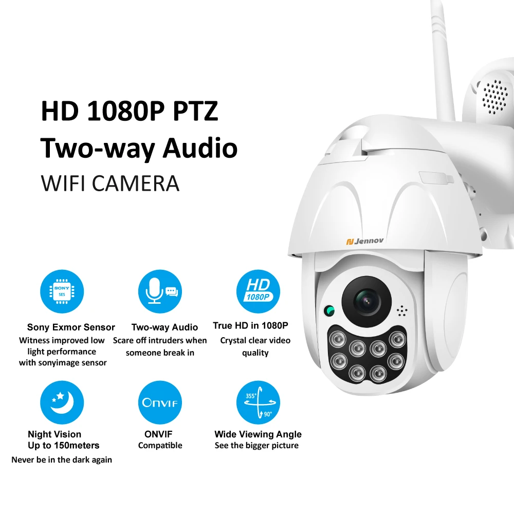  Jennov 1080P PTZ IP Camera Outdoor Dome Wireless Wifi Security Camera Two-way Audio 2MP Yoosee CCTV - 33027900185