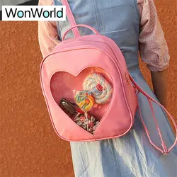2019 Лето молодежная сумка цветастый рюкзак женские школьные сумки прозрачный любовь в форме сердца mochila Новое прибытие девушки сумка
