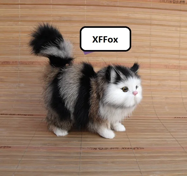 

new real life black&gray stripe cat model plastic&furs simulation lucky cat doll gift about 12x6x12cm xf1211