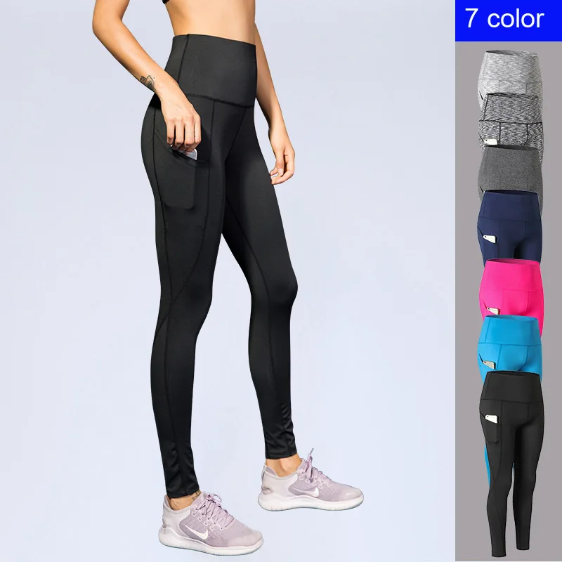 

Women's Ultra High Waist Yoga Pants Oblique Pocket Fitness Running Training Elastic Quick Drying Tights Sports Pants