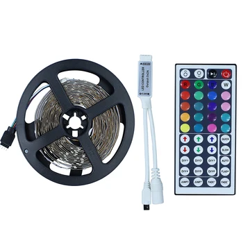 

RGB LED Strip Light 12V 5M 150Leds SMD 5050 Diode led Tape+Mini 44keys remote controller High Quality LED Ribbon Flexible Lights