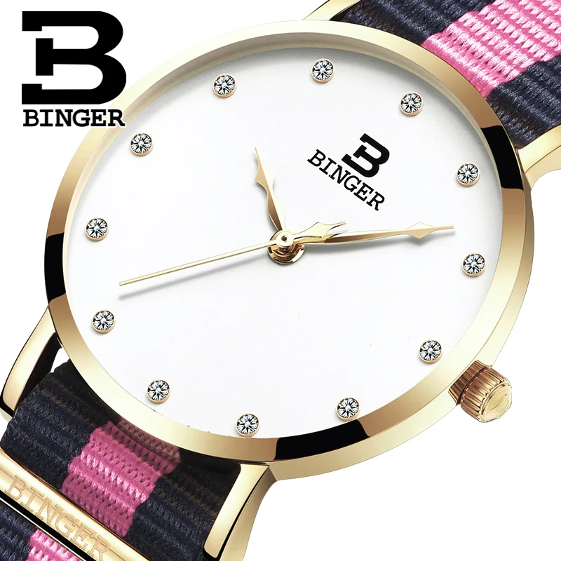 Switzerland BINGER women watches luxury brand ultrathin limited edition Waterproof lovers s quartz Wristwatches B 3050W