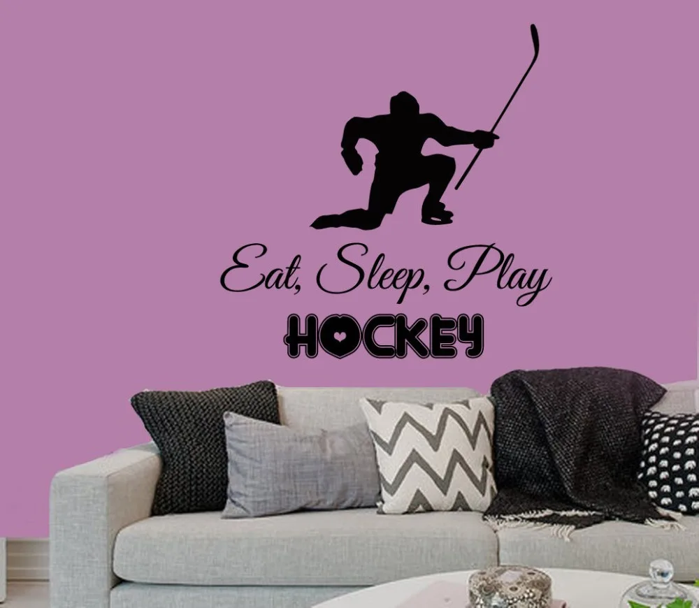 Wall Decals Vinyl Sticker Decal Hockey Player Eat Sleep Play Hockey
