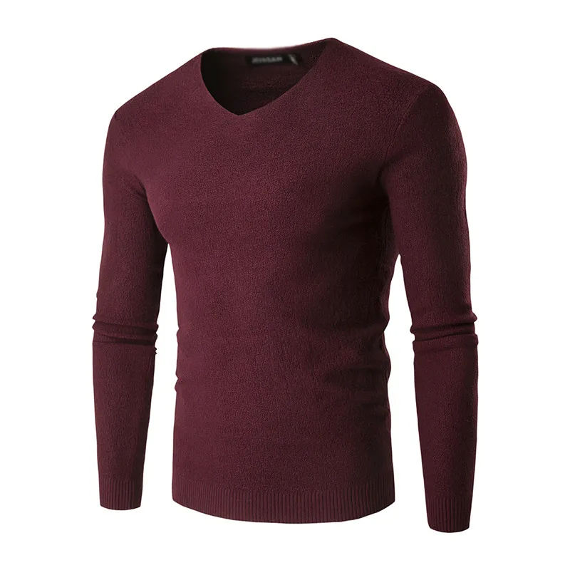 Мужской свитер с длинным рукавом, Повседневный свитер, вязаный зимний теплый пуловер с v-образным вырезом, мужской тонкий джемпер, Свитера 025 - Цвет: Purple