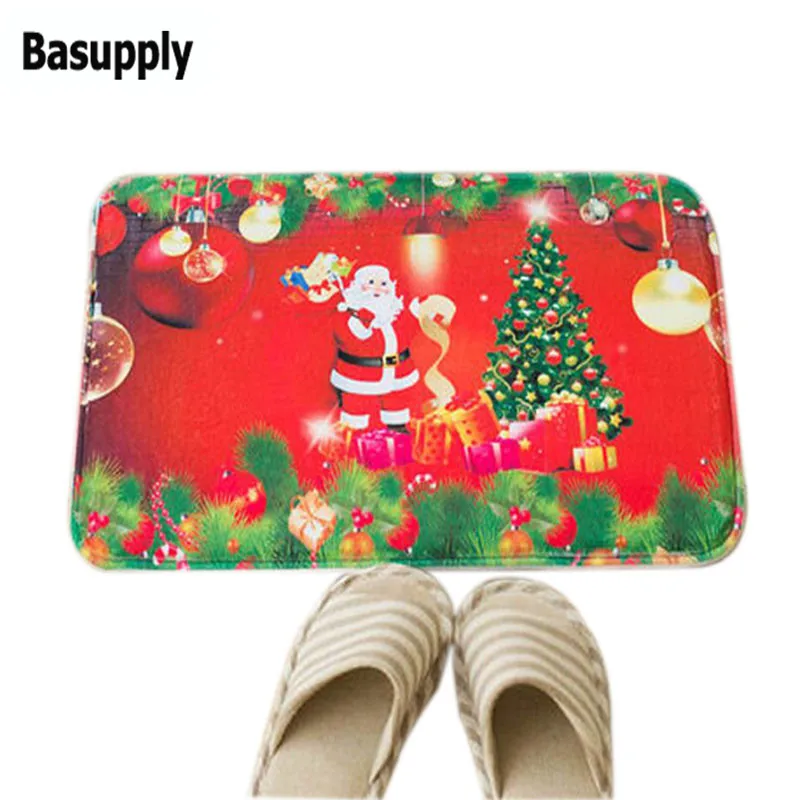 Basupply 1Pc 40*60CM Christmas Bathroom Mat Christmas Decoration Bath
