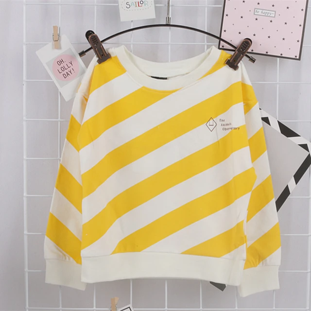 tao letter yellow striped thin sweatshirt for boys girls kids baby tao letter