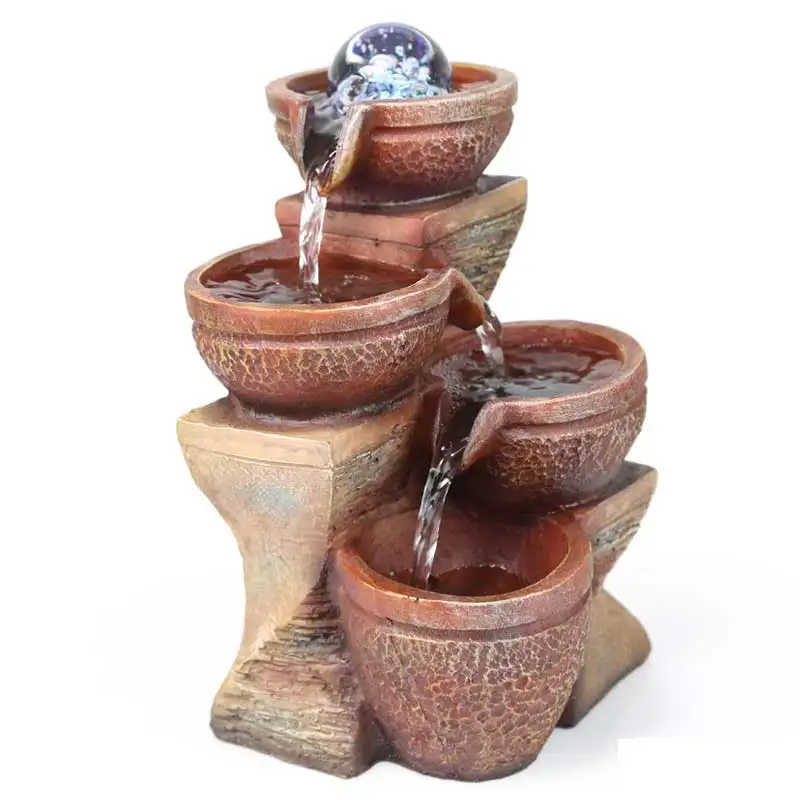 Modern Art Small Fountain Water Decoration Potted Landscape Resin Creative Vintage Home Fengshui Humidifier S|humidifier fountain|humidifier