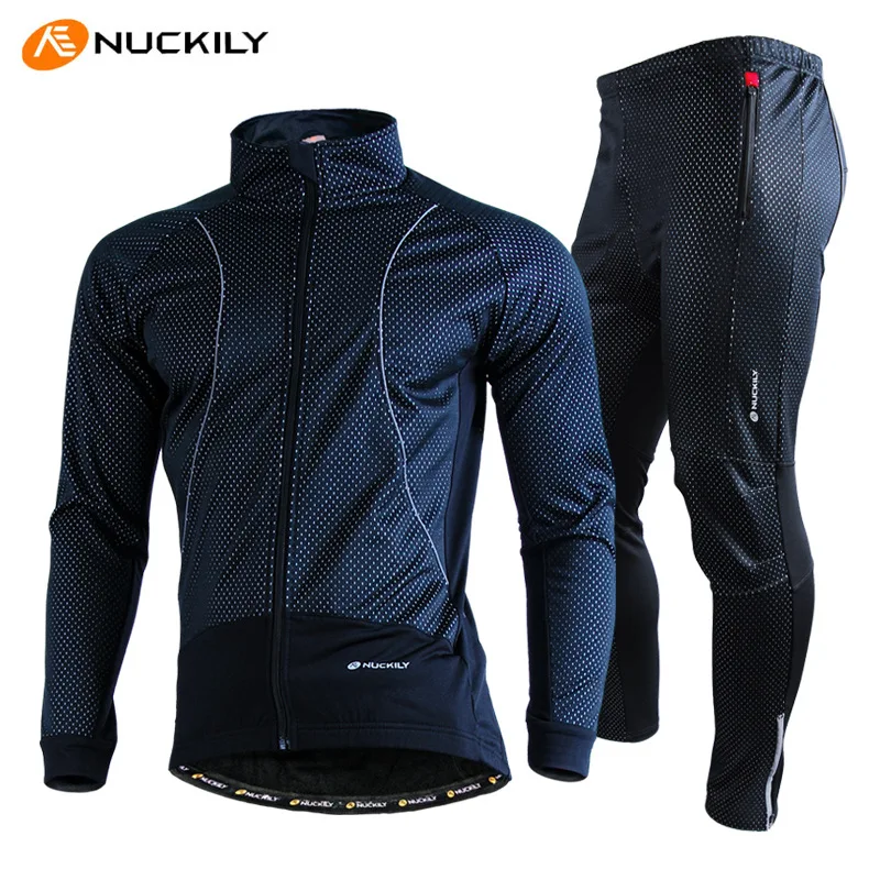 NUCKILY Cycling Jacket Set Men Winter Thermal Outdoor Sportswear