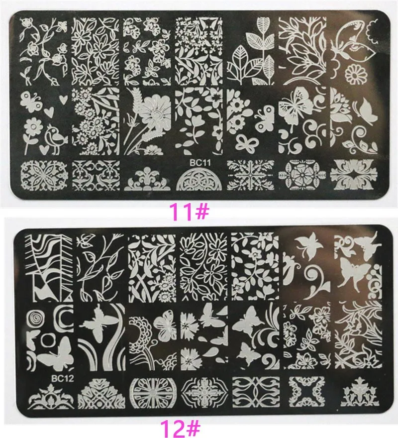 

10PC Stainless Steel Nail Art Stamping Plates Fashion Patterns Nails Template Manicure Stamp Fingernails Polish Stencils 6*12cm