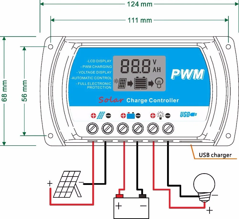 Y-SOLAR PWM 10A 20A 30A 40A за максимальной точкой мощности, Солнечный Контроллер заряда 12V 24V Авто ЖК-дисплей Дисплей солнечный регулятор компании "feilong" для Max с алюминиевой крышкой, 50В Панель Вход USB 5V