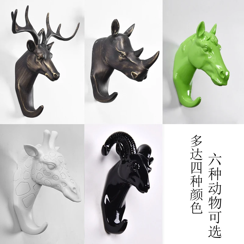 European-style creative wall hanging animal head clothes   hooks hanging keys   single perforated wall hanging creative decorati
