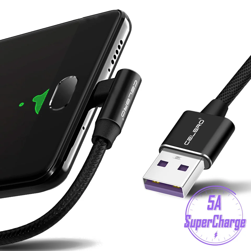 

Type C 5A Cable 90 Degree Usb C Kabel Cabo Usb Type-C for Huawei Mate 20 10 Lite P10 Plus Honor 9 8 C Super Charge Charger Cord