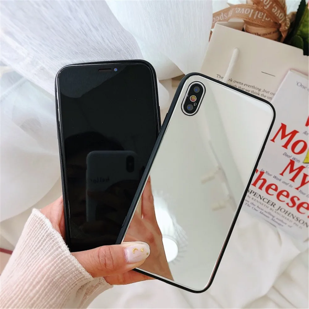 LuxuryTempered Glass Case For iPhone X XR XS Max 8 7 6 6S Plus Acrylic Mirror Soft Phone Cases For iPhone X XR XS Max Back Cover (5)