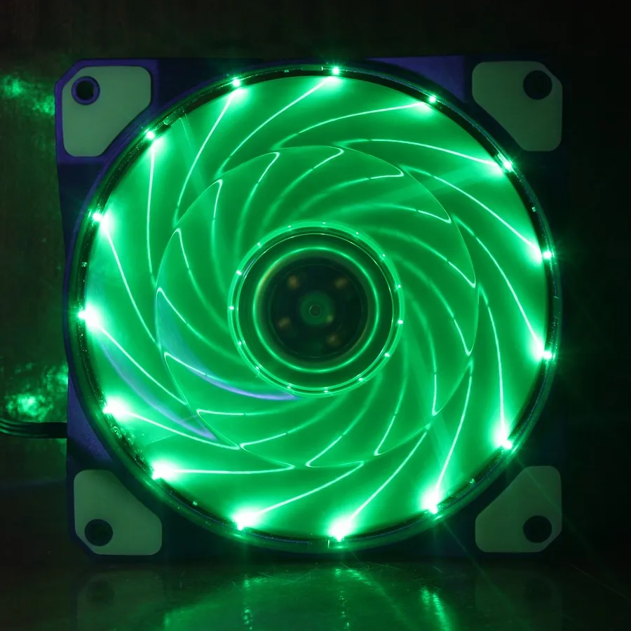 Gdstime 1 шт. корпус охлаждающий вентилятор 120 мм x 25 мм светодиодный вентилятор 12 В 3 контакта 4 Pin Зеленый светодиодный свет с пятнадцать лампочек кулер 12025 s - Цвет лезвия: green