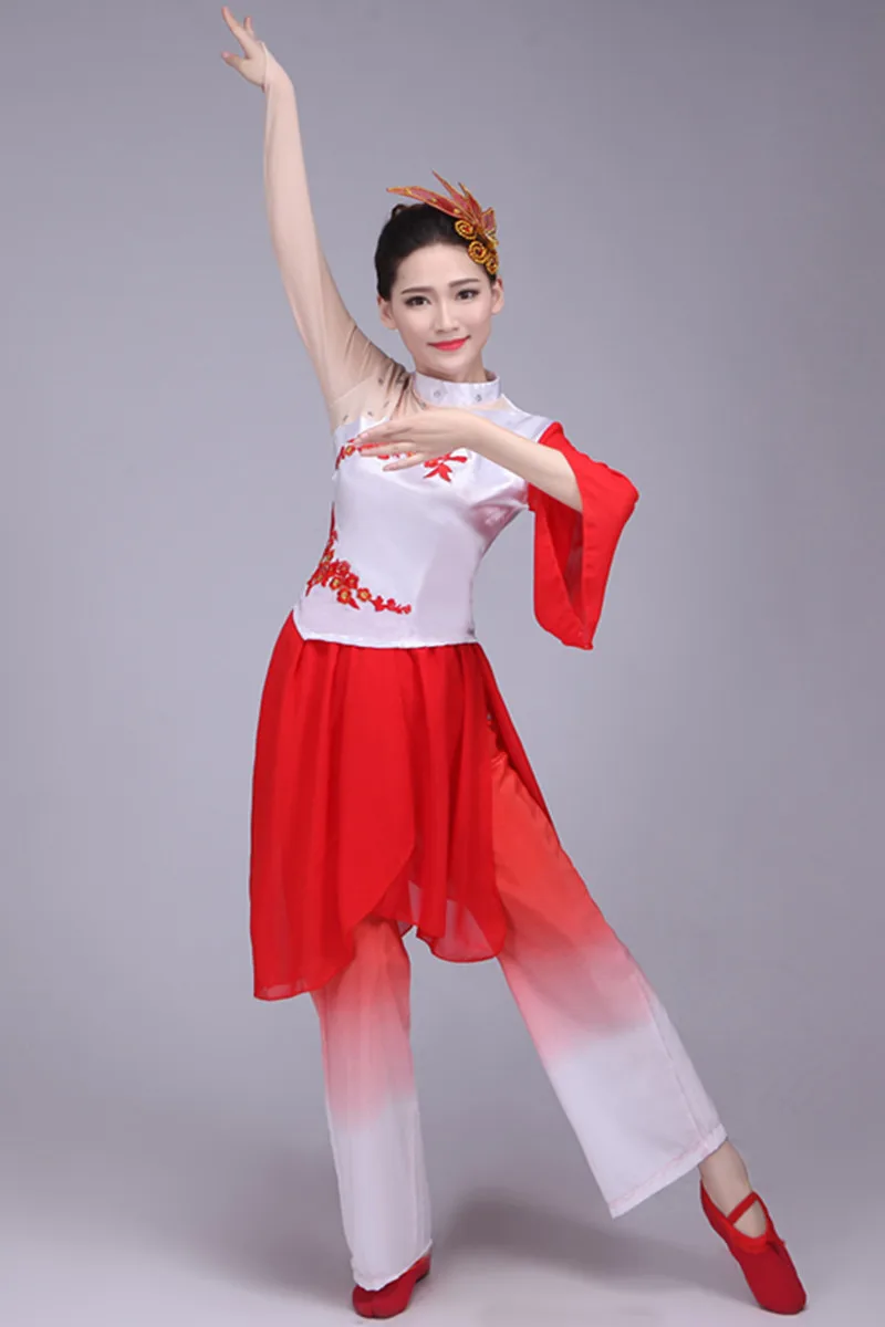 

Chinese Folk Dance Costumes Yangko Dance Clothing Adult Female Square Dance Classical Fan Drum Dance Costume