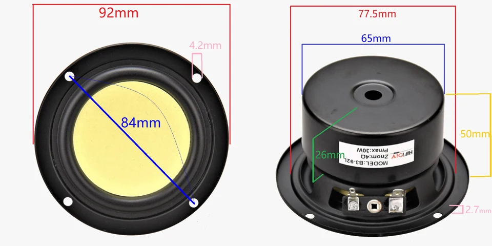 HIFIDIY LIVE hifi 3,6 3,5 дюймов 92 мм полночастотный динамик 4OHM 30 вт высокий альт низкие высокие частоты Средний бас громкоговоритель B3-92L