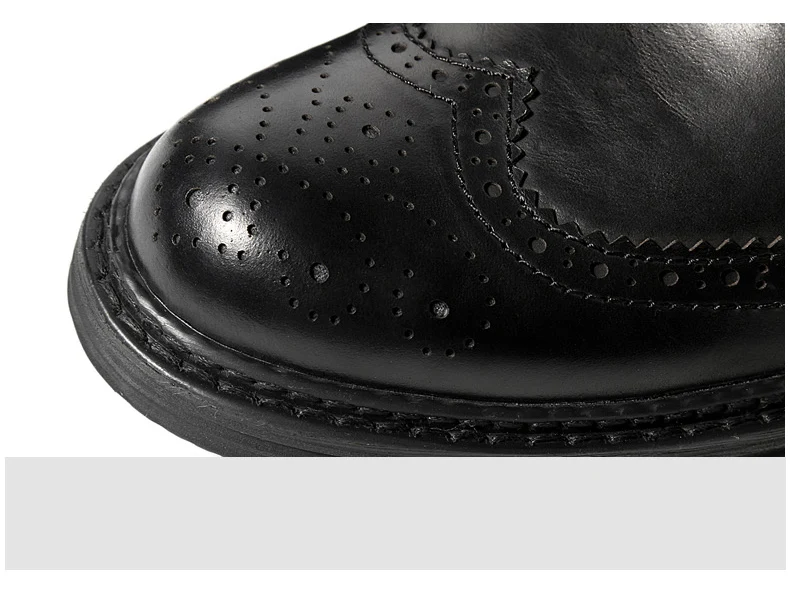 Мужская обувь с перфорацией типа «броги» из натуральной кожи с круглым носком на шнуровке; повседневные зимние ботинки в жокейском стиле; размеры США 6-9