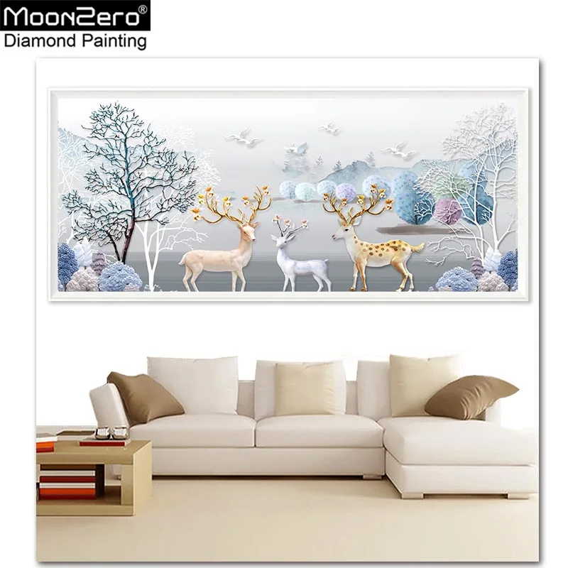 

Hot Sale Animals Europe Diy Living Room Diamond Painting Cross Stitch Embroidery New Style Fortune Deer Gift Mosaic Crafts Decor