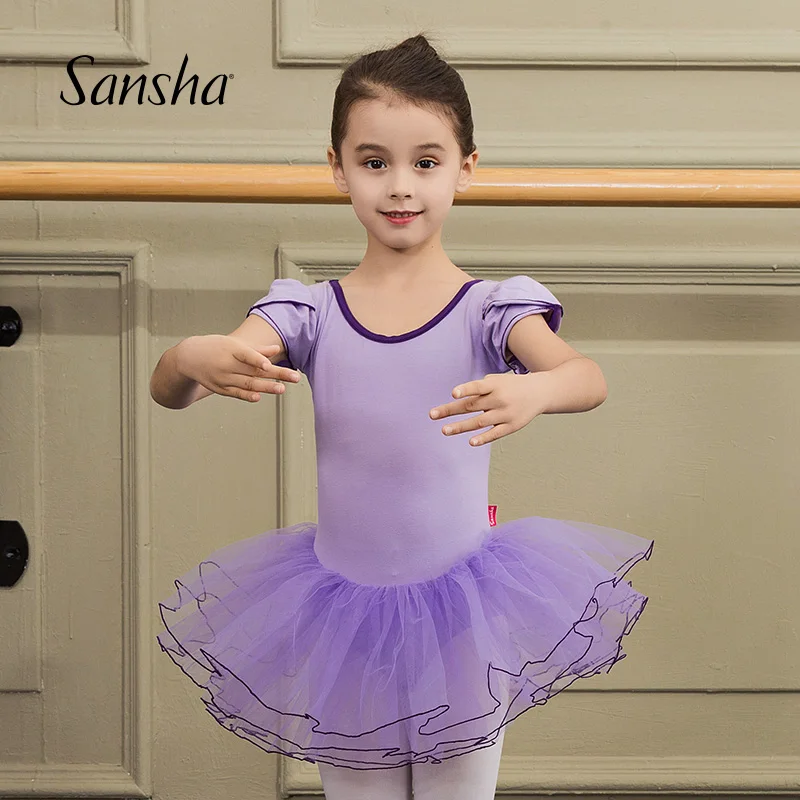 Sansha Kids Ballet Leotards With Tutu Dress Tulle 3 Layers Cotton Lycra