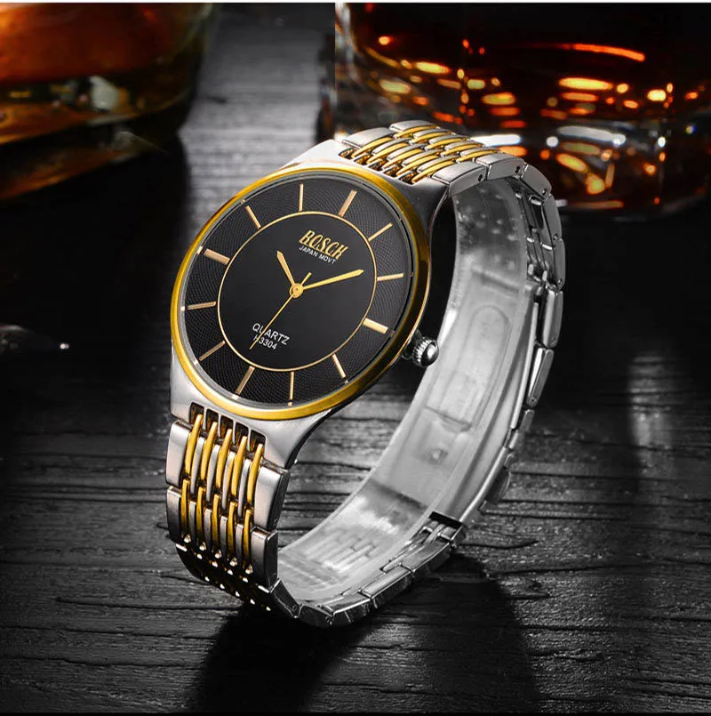 Мужские водонепроницаемые автоматические механические часы из стали со светящимися тонкими двойными календарем, деловые модные мужские