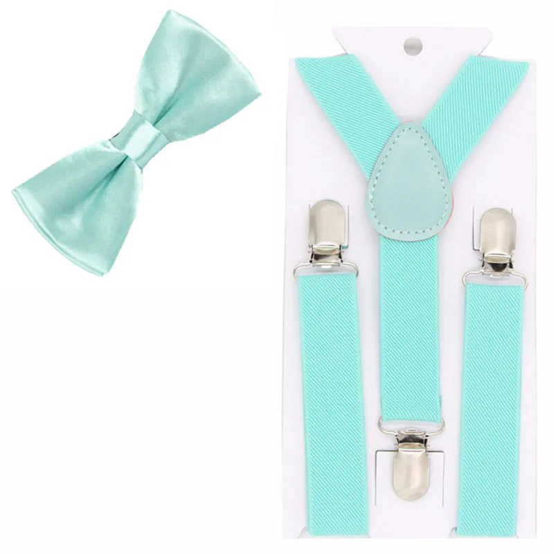 Детские подтяжки с галстуком-бабочкой эластичные регулируемые подтяжки для свадебной вечеринки Детский галстук-бабочка подтяжки - Цвет: 39 mint