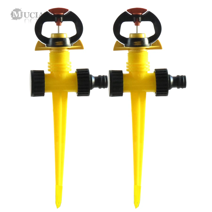 

MUCIAKIE 1PC 360 Degrees Rotary Garden Sprinkler on Plastic Hose Spike Base Pin Irrigation Bracket Nozzle Spray Joint 16mm Hose