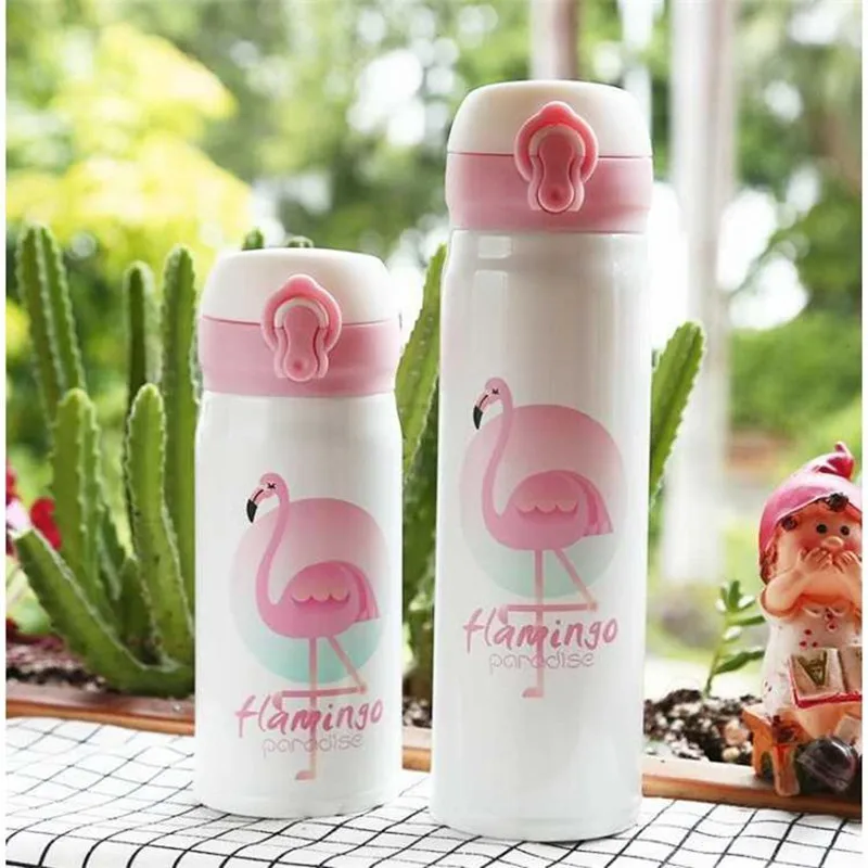 

Hot sale 500ml Creative Stainless steel coffee tea fruit juice vacuum cup car travel office flamingo pineapple thermos flask