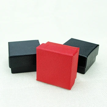 

20pcs/lot 5x5x3cm Simulation Of Leather Black Paper Jewelry Cases Sets Display Earrings Ring Box Packaging Gift Box With Sponge