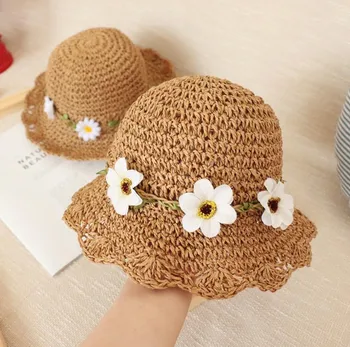 

Children's Fisherman Hat Girl Straw Hat Summer Breathable Shade Cool Hat Baby Fresh Sunscreen Beach Cap