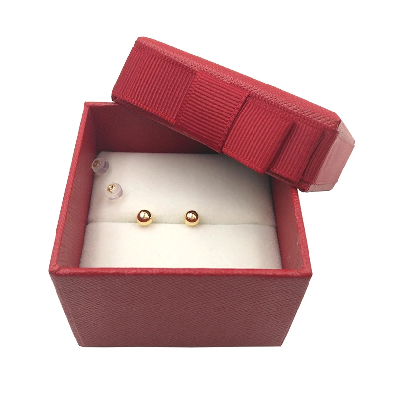 5mm ball yellow gold stud earring in packing