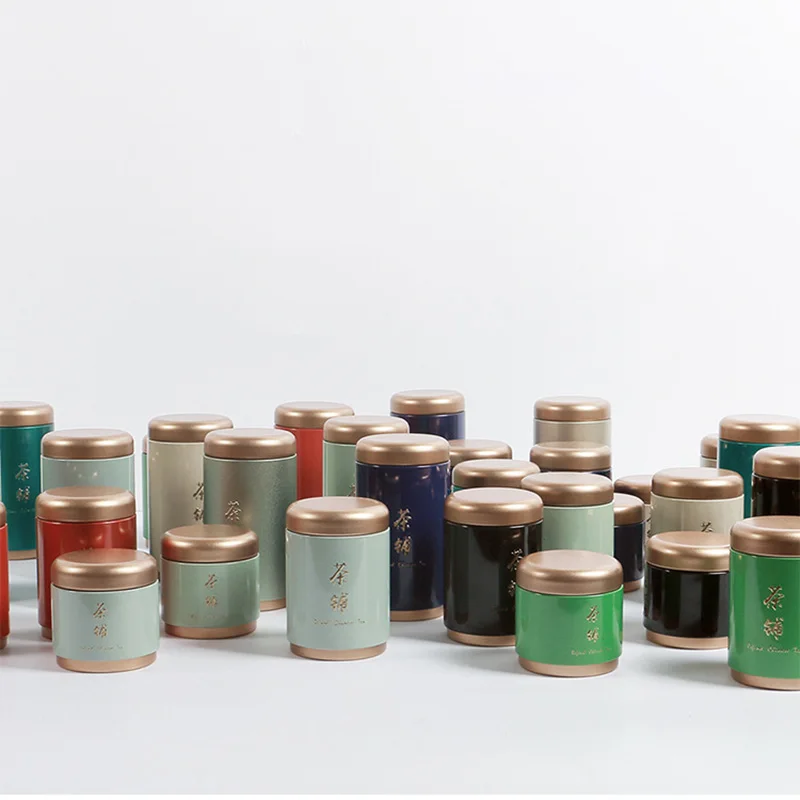 Round Iron Tea Container Smell Proof Sealed Coffee Powder Containers Caddy Hurb Storage Boxes Portable Travel Tea Bag Cans