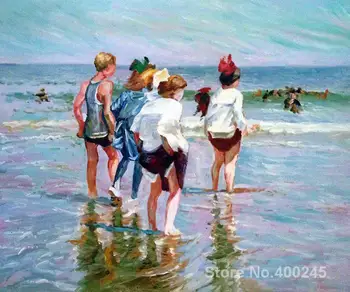 

Edward Henry Potthast holiday Summer Day Brighton Beach art handmade canvas art High quality