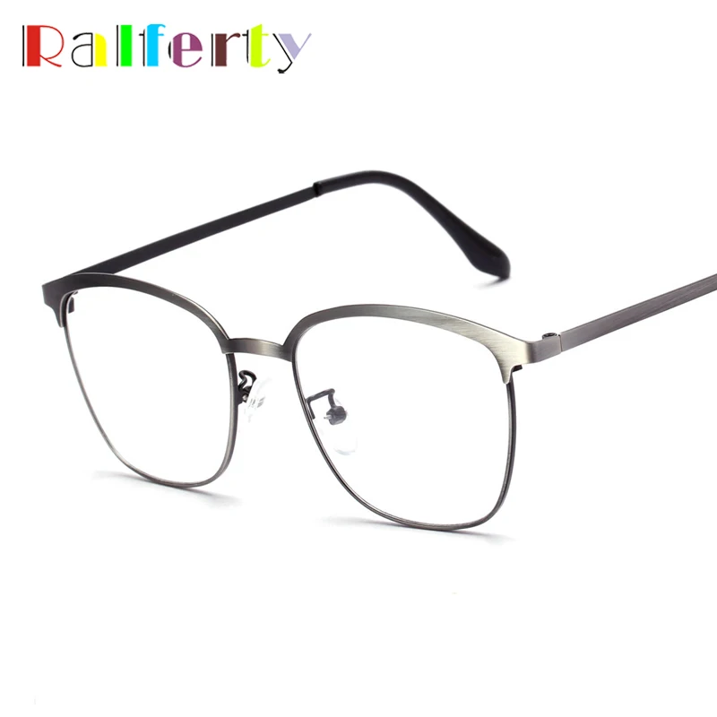 Ralferty Oversized Square Optic Glasses Frames Designer Metal Eyeglasses Frame For Men Women Transparent Eyewear NO