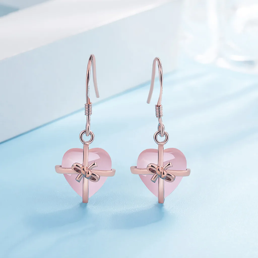 

Clothing Natural Heart Pink Rose Earrings Rose gold earrings Stainless steel jewelry bijoux femme aretes brincos 2019
