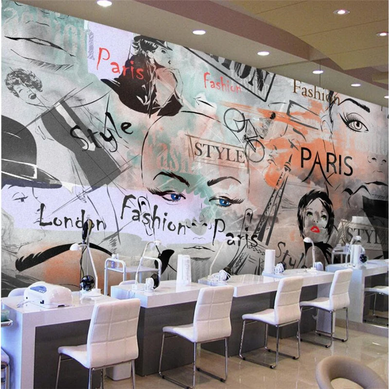 

beibehang Custom Wallpaper Europe and the United States hand - painted beauty cosmetics shop beauty shop background wallpaper