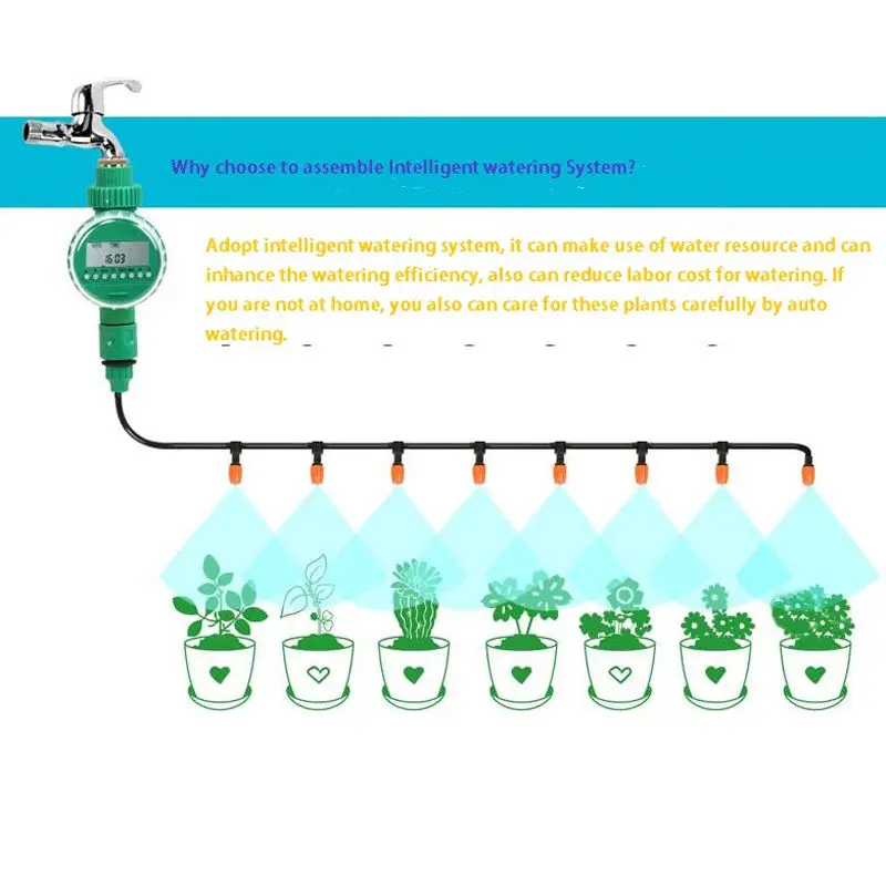 Auto Timer Micro Drip Irrigation System Plant Self Watering Garden Hose Tool Accessories