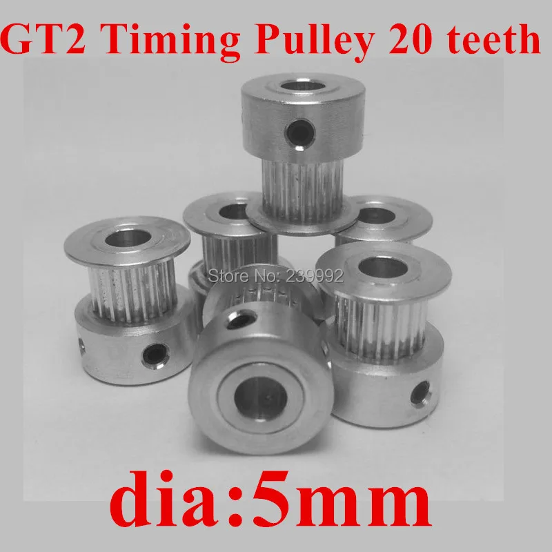 

GT2 Timing Pulley 20teeth Alumium Bore 5mm fit for GT2 belt Width 6mm gt2 pulley