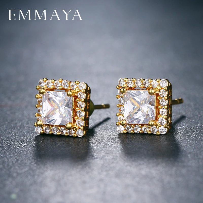 Женские квадратные серьги гвоздики EMMAYA с фианитом AAA|cz stud earrings|stud earringsstud earrings for