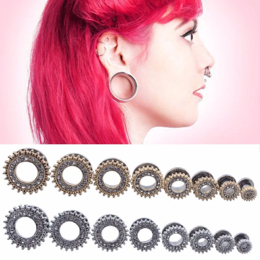 Pulley Ear Expander Body Piercing Jewelry 1 Pair Stainless Steel Tunnel