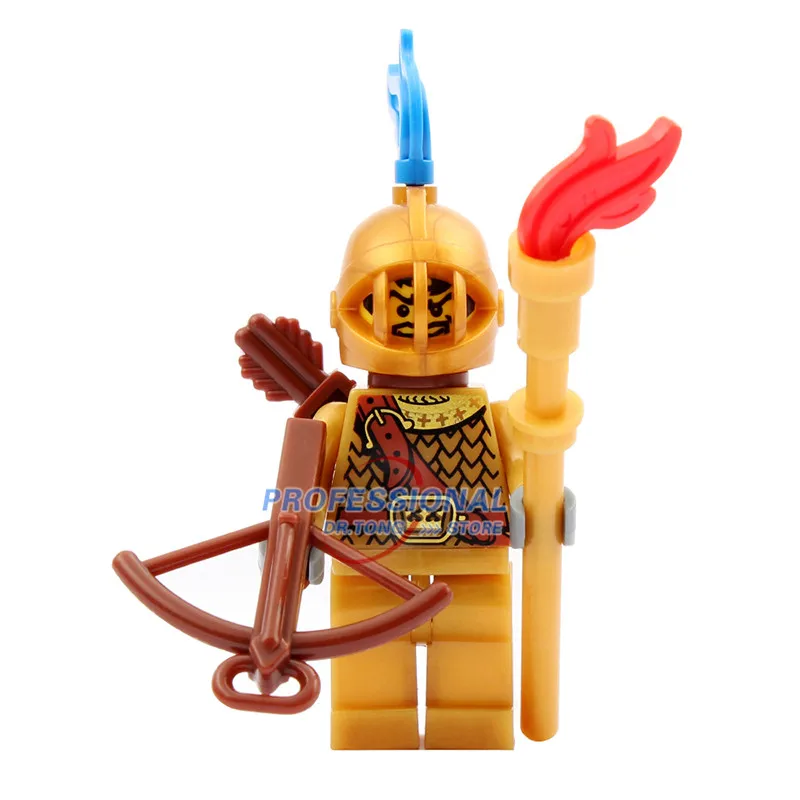 Средневековый замок тень Рыцарь синий Львиный рыцарь с оружием фигурки строительные блоки кирпичи игрушки для детей - Цвет: 9802F