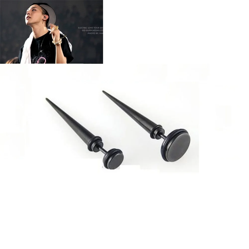 

Wholesale k-pop BIGBANG GD TOP one of a kind Black long needle tip wafer Men or Women Stud earrings FR222 FR223