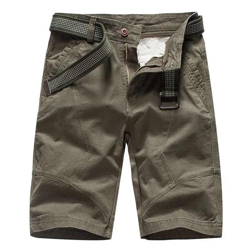 

New Summer Mens Cargo Shorts ArmyGreen Tactical Shorts Men Cotton Loose Work Casual Short Pants Military No Belt Spodenki Meskie