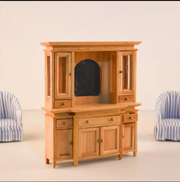 A01-X004 rement الأطفال طفل هدية لعبة 1:12 دمية مصغرة الأثاث مصغرة خشبية خزانة مع مرآة 1 قطع